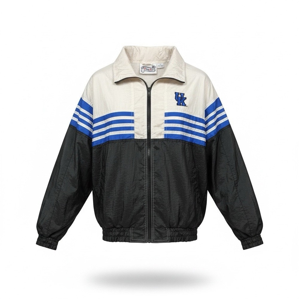 College Spirit Kentucky Wildcats Nylon Windbreaker Jacket Women Medium Blue
